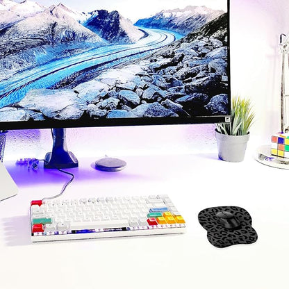 EooCoo Ergonomic Mouse Pad with Wrist Support, Mousepad with Memory Foam Wrist Rest and Non-Slip Base for Computer, Cafe, Home & Office, 9.64 x 8.26 in Office Desk Accessories