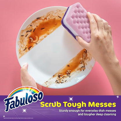 Fabuloso Scratch-Free Kitchen Dish Sponges Purple Cellulose Scrubber Sponge with Scouring Pad Dishes Pots Pans Counters and Sinks Tough on Messes 4.25 x 2.75 x 1.25 in 4 Count Single Pack Value