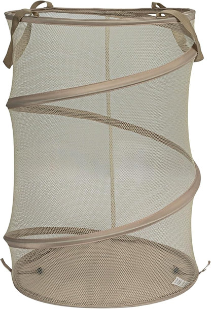 Household Essentials Pop-Up Mesh Laundry Hamper, Beige