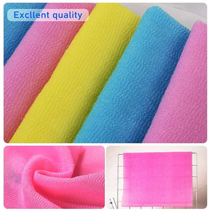ARCH&M Exfoliating Washcloth, Korean & Japanese Style, 3 Pack | Orange Purple Navy-Blue, Nylon Back Scrubber, Daily Use Deep Clean & Smooth Skin, More Hygienic Than Loofah