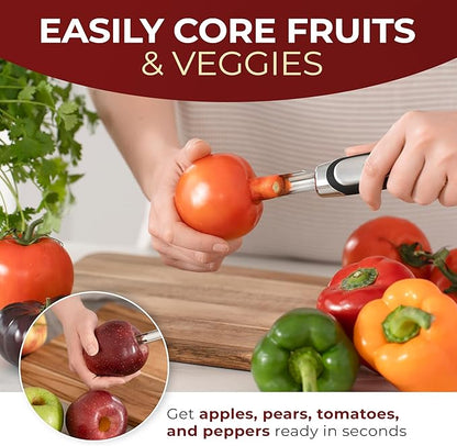 Orblue Premium Apple Corer Tool - Durable Stainless Steel Fruit Core Extractor Tool - Apple Corer Remover, Black