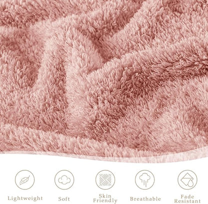 Exclusivo Mezcla Fleece Twin Size Bed Blanket, Ultra Soft, Lightweight and Fuzzy Dusty Pink Blanket for Women, Home Decor, 60x80 Inches