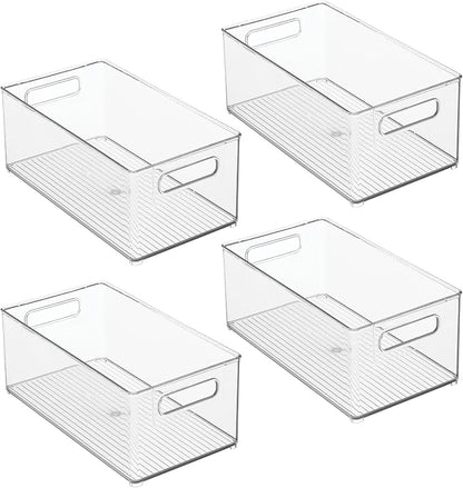 iDesign Stackable Fridge Bin - Kitchen Storage Bin for Pantry, Cabinets, or Fridge, Set of 4, Clear