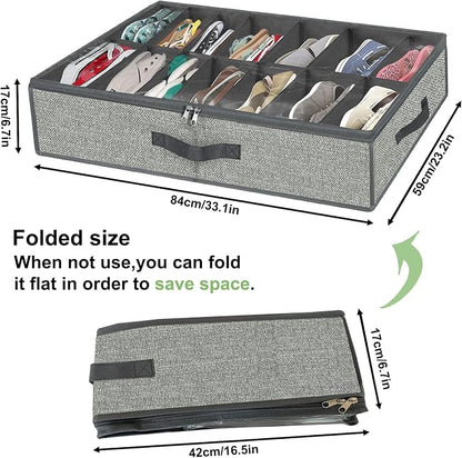 homyfort 28 Pairs Shoe Organizer Under Bed, Underbed Shoe Storage Boxes Bins, Organizador De Zapatos, Extra Large Zapateras Organizer, Grey, Set of 2