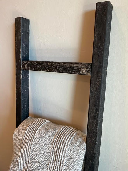 BarnwoodUSA Rustic Farmhouse Decorative Ladder - Our 6 ft Ladder can be Mounted Horizontally or Vertically and is Crafted from Upcycled Wood | No Assembly Required | Black
