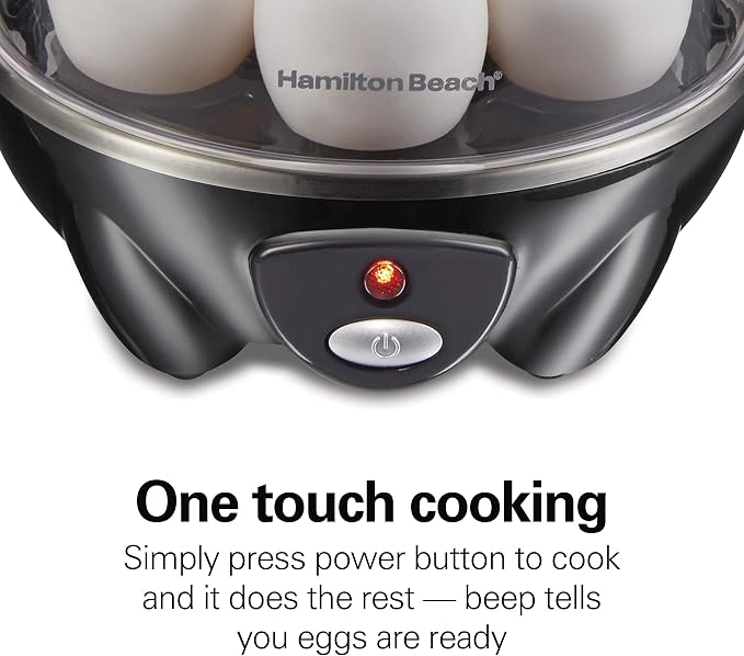 Hamilton Beach 3-in-1 Electric Egg Cooker for Hard Boiled Eggs, Poacher Eggs, Omelet Maker & Vegetable Steamer, Holds 7, Black (25507) (Pack of 2)