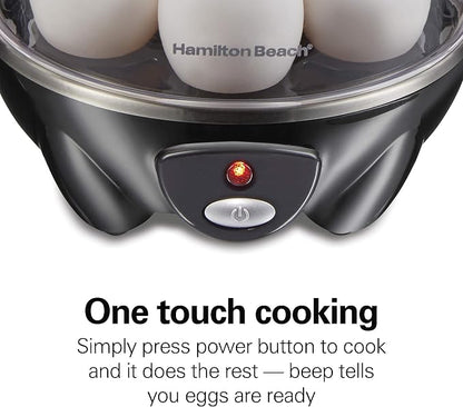 Hamilton Beach 3-in-1 Electric Egg Cooker for Hard Boiled Eggs, Poacher Eggs, Omelet Maker & Vegetable Steamer, Holds 7, Black (25507) (Pack of 2)