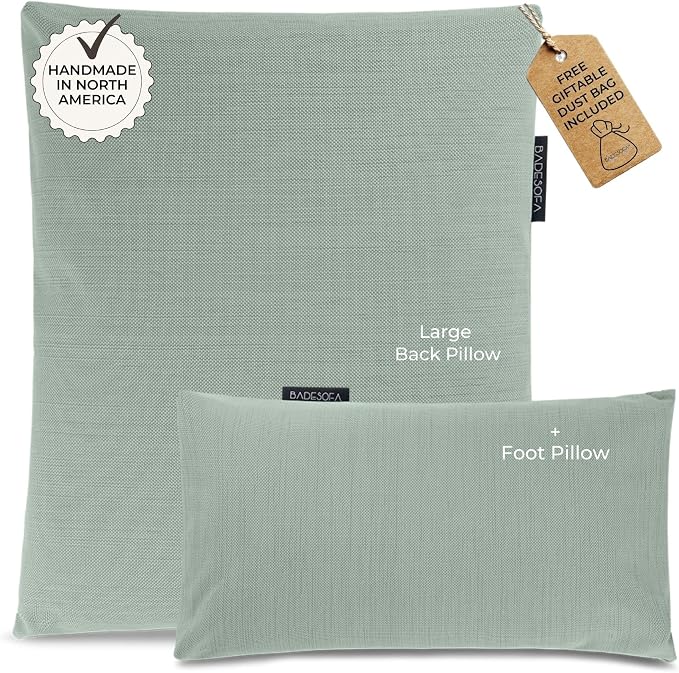 BADESOFA® Luxury Bath Pillow Set 2-Piece – Large Back Pillow & Foot Pillow for Tub – Spa-Grade Comfort for Head, Neck, Back & Feet – Quick Drying Bathtub Cushion Set in Green