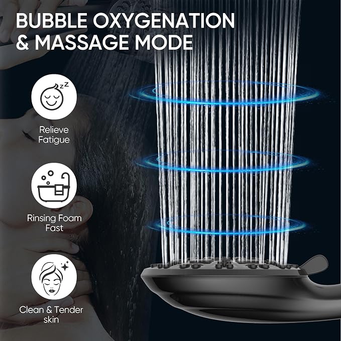 Cobbe 8-Setting Handheld Shower Head Bathroom Showerhead Set - Detachable Shower Heads with 5ft Stainless Steel Hose and Brass Swivel Bracket (Matte Black)