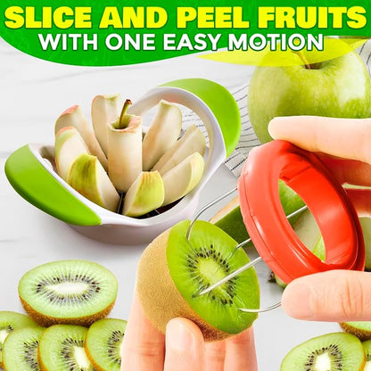 9 Pcs Fruit Slicer Set – Pineapple Corer and Slicer, Watermelon Cutter, Strawberry Huller, Apple Cutter, Avocado, Kiwi Tool and More – Stainless Steel Fruit Cutting Tools for Summer Parties and BBQs