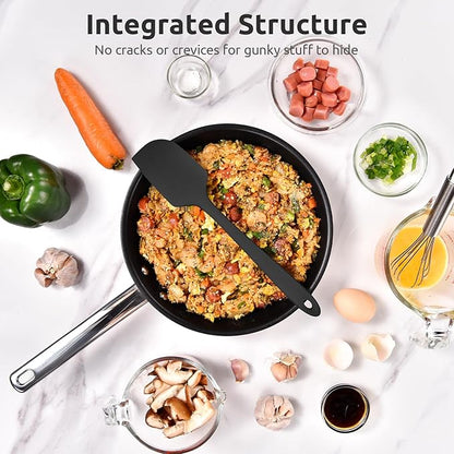 U-Taste 11.38" Silicone Baking Spatula: 480ºF Heat Resistant Food Grade Flexible Rubber Kitchen Bowl Scraper, Seamless Pastry Spreader for Mixing Stirring Scraping in Nonstick Cookware (Black)