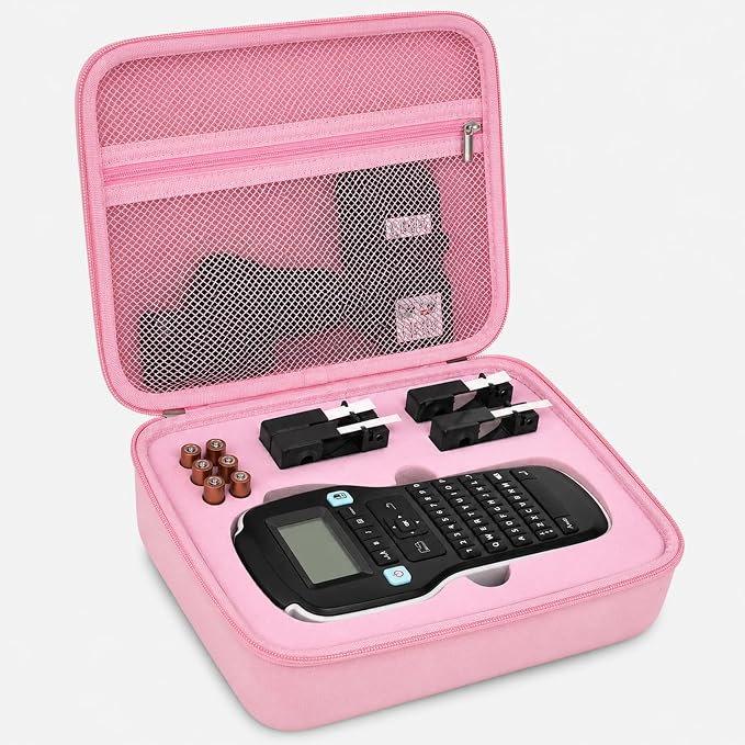 Case Compatible with DYMO Label Maker LabelManager 160/280 Portable Label Maker, Label Printer Storage Organizer for AC Adapter, Tape Cartirdges and More Accessories(Box Only) (Pink)
