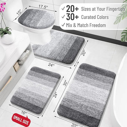 OLANLY Small Bathroom Rugs Mat 24x16, Extra Soft Absorbent Microfiber Bath Rugs, Rubber Backing, Quick Dry, Machine Washable Bath Mats for Bathroom Floor, Tub and Shower, Home Decor Accessories, Grey