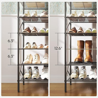 YATINEY 8 Tier Shoe Rack, Shoe Storage Organizer, Large Capacity Shoe Shelf Holds 32 Pairs of Shoes, Sturdy and Stable, for Entryway, Hallway, Closet, Dorm Room, Rustic Brown SS08BR