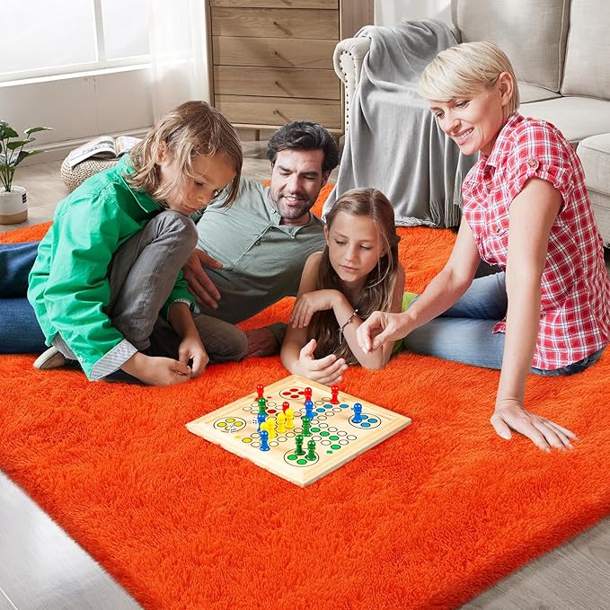 Orange Shag Area Rugs for Bedroom Living Room,5X8 Ultra Soft Fluffy Area Rugs for Dorm,Indoor Carpet Plush Rugs for Home Halloween Decor