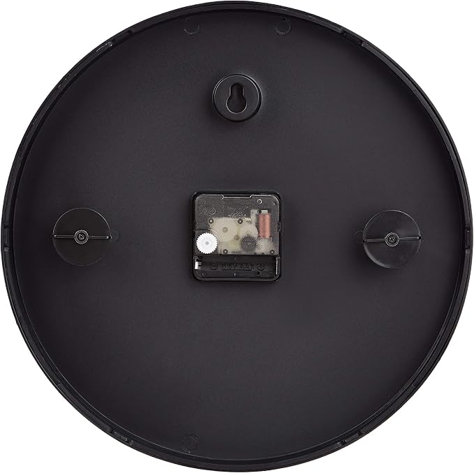 Amazon Basics Classic 12" Round Wall Clock, Easy to Read, Silent Non Ticking, Battery Operated, Black