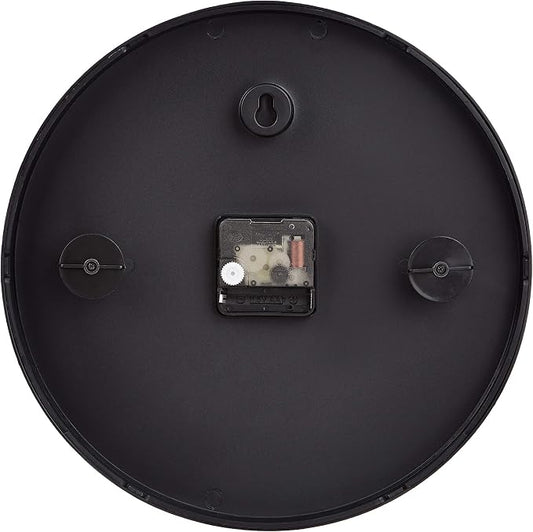 Amazon Basics Classic 12" Round Wall Clock, Easy to Read, Silent Non Ticking, Battery Operated, Black