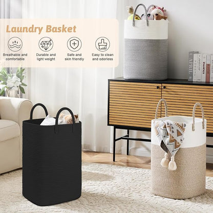 Artfeel Laundry Basket,Woven Cotton Rope Laundry Hamper,100L Versatile Storage for Dirty Clothes,Baby Toys,and Blankets in Bathroom, Nursery,and Living Room