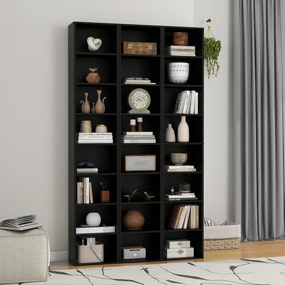 Panana 8 Tier Storage Shelf Bookcase, Slim Organizer Shelves Cabinet Tall Narrow Media Tower Rack Display Bookshelf for Home Office (Black)
