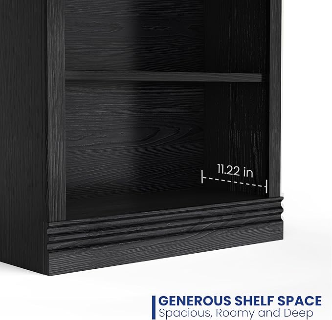 72 in Tall Bookcase, Black 31.3 in Wide Floor Standing Bookshelf, 5 Tier Large Floor Standing Display Storage Shelves with Adjustable Shelves for Living Room Hallway Home Office Bedroom