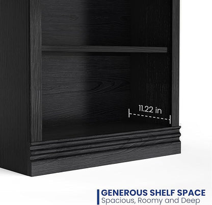 72 in Tall Bookcase, Black 31.3 in Wide Floor Standing Bookshelf, 5 Tier Large Floor Standing Display Storage Shelves with Adjustable Shelves for Living Room Hallway Home Office Bedroom