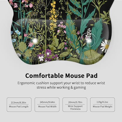 EooCoo Ergonomic Mouse Pad with Wrist Support, Mousepad with Memory Foam Wrist Rest and Non-Slip Base for Computer, Cafe, Home & Office, 9.64 x 8.26 in Office Desk Accessories