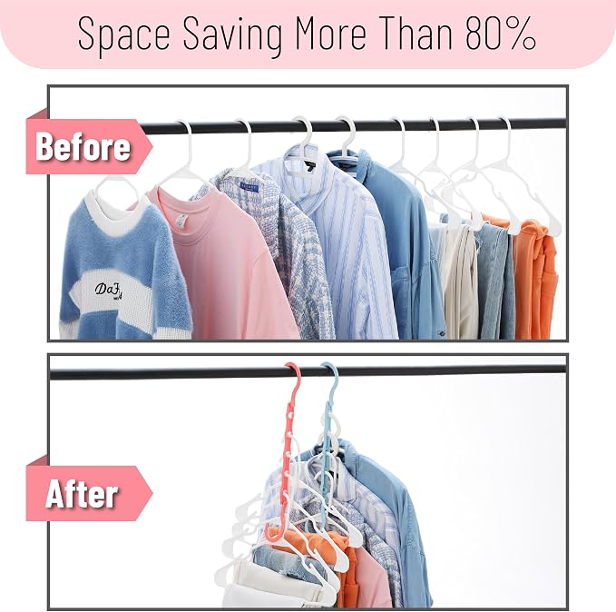 Mr. Pen- Space Saving Hangers, 8 pcs, 360° Rotating Hooks, Magic Cascading Hanger Organizer with 5 Enclosed Slots, Closet Organizers and Storage for Clothes, College Dorm Room Essentials