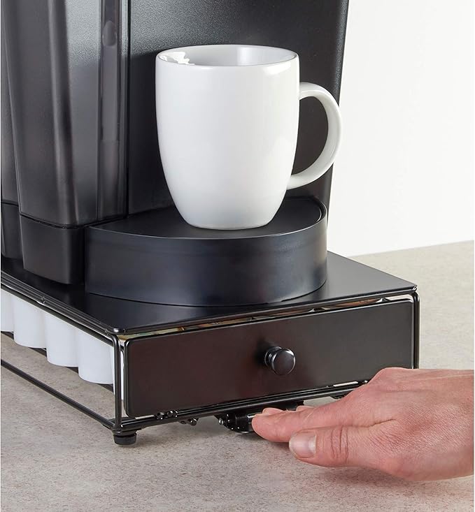 Nifty Solutions Capacity Nifty Rolling Mini Black Finish, Compatible with K-Cups, 24 Pod Pack Holder, Compact Under Coffee Pot Storage Drawer, Slim Home Kitchen Counter Organizer