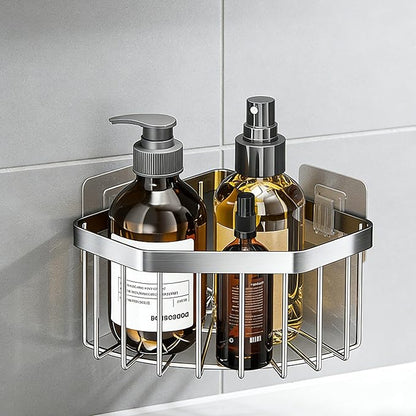304 Stainless Steel Corner Sink Caddy，Movable Suction Cup Sponge Holder with Strong Suction Cups, Sink Organizer with Soap Dish for Kitchen and Bathroom