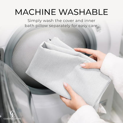 Luxury Bath Pillow for Tub - Thick and Comfortable Bathtub Pillow Support for Head and Neck and Back - Washable Quick-Drying Bath Pillows - Bath Cushion for Home Spa - Fits Any Bathtub - White
