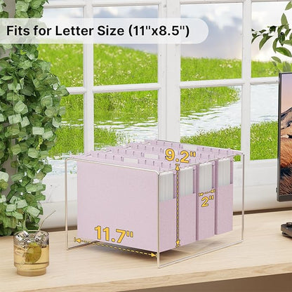 XINGIA Letter Size Hanging File Folders with Tabs,2'' Expansion,12 Pack Heavy Duty Wheat Straw Plastic Hanging Folder,Extra Capacity Filing Cabinet Folders,File Organizer for File Box(Morandi Purple)