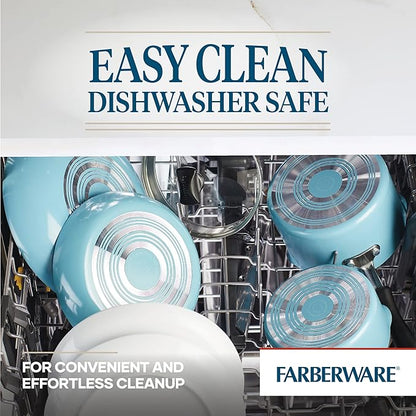 Farberware Cookstart DiamondMax Nonstick Jumbo Cooker with Lid and Helper Handle, Dishwasher Safe, 6 Quart - Aqua