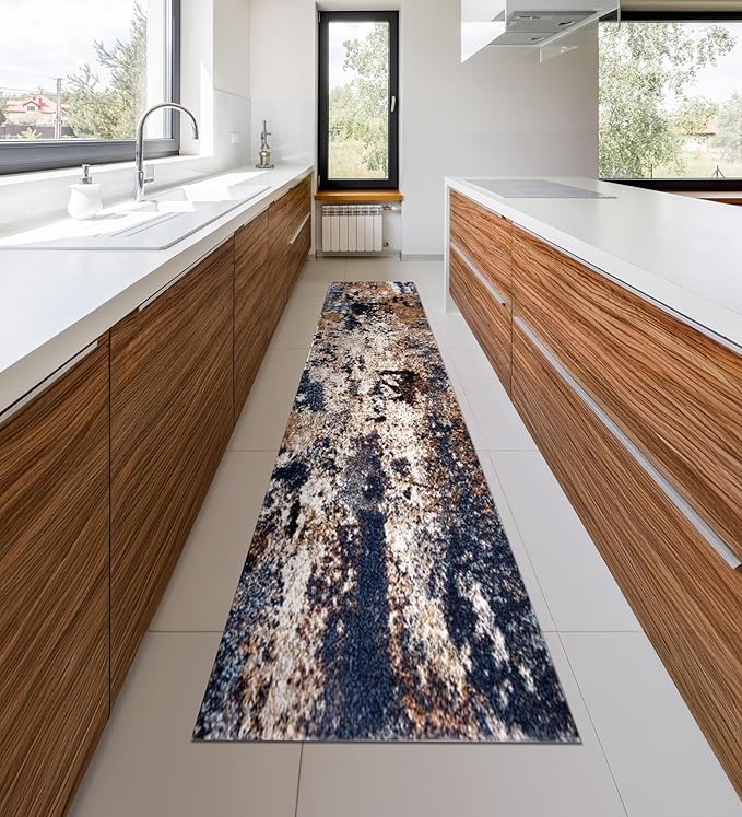 Keen Home Design Runner Rugs - 32"x192" Non-Shedding, Thick Pile Abstract Rugs for Kitchen, Living Room, Bedroom, Dining Room, Entryway - Size: 2'8" x 16', Skies Multi