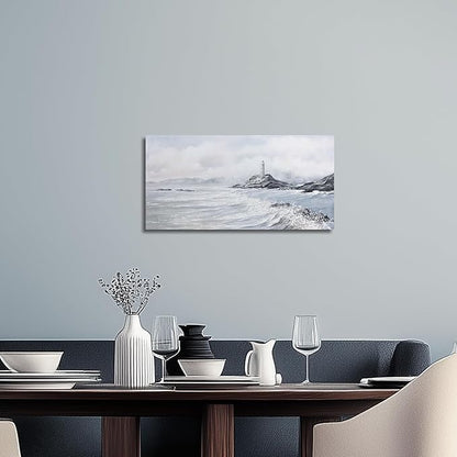 Belmrxne Coastal Wall Art White and Grey Bathroom Wall Decor Moden Aesthetic Artwork Fashion Small Canvas Painting for Hallway Entryway Living Room Bedroom 12x24 Inches