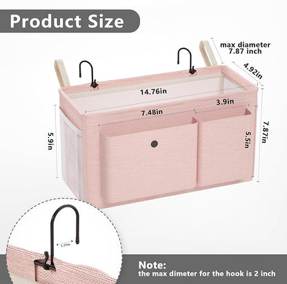 Edudif Bedside Caddy Bedside Organizer with Fixed Straps & Water Bottle Holder, Bunk Bed Caddy ideal for Home, Dorm, Hospital, Crib, Versatile Bedside Storage Solution