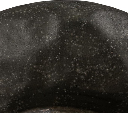 Creative Co-Op Stoneware Footed Pedestal Bowl with Handles, Reactive Glaze, Black