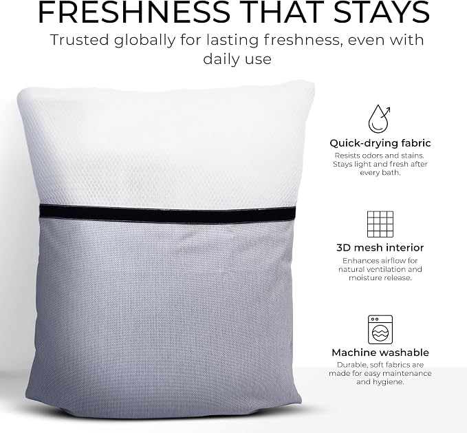 Luxury Bath Pillow for Tub - Thick and Comfortable Bathtub Pillow Support for Head and Neck and Back - Washable Quick-Drying Bath Pillows - Bath Cushion for Home Spa - Fits Any Bathtub - Light Gray