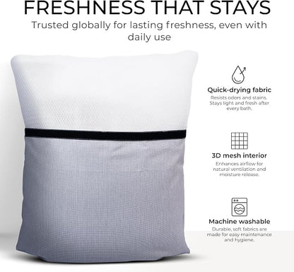 Luxury Bath Pillow for Tub - Thick and Comfortable Bathtub Pillow Support for Head and Neck and Back - Washable Quick-Drying Bath Pillows - Bath Cushion for Home Spa - Fits Any Bathtub - Light Gray