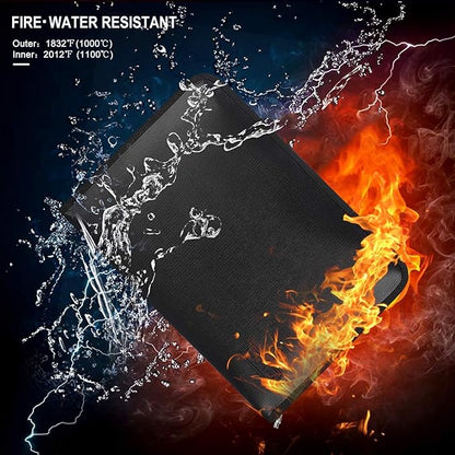 ENGPOW Fireproof File Folder Fireproof Fire and Water Resistant Money Document Bag with A4 Size 13 Pockets Zipper Closure Non-Itchy Silicone Coated Portable Filing Organizer Pouch(14.3" x 9.8")