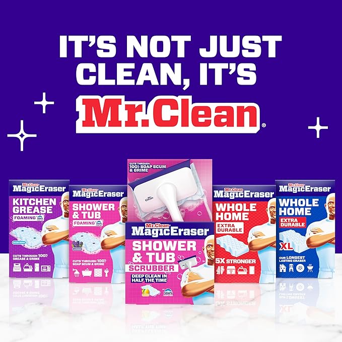 Mr. Clean Magic Eraser Sponge, All Purpose Cleaner, Long Lasting Cleaning Scrubber,Wall,Sneaker,Oven, Kitchen, Bathroom Cleaner, Shower Cleaning Supplies, Whole Home Extra Durable XL, 6ct (Pack of 3)
