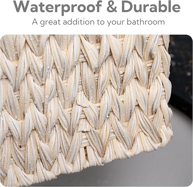 GRANNY SAYS Wicker Baskets for Storage, Wicker Storage Basket for Organizing, Small Woven Baskets, Waterproof Basket for Vanity, Home Decor, 3-Pack