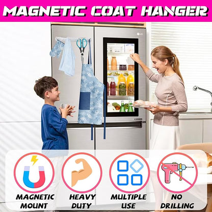ULIBERMAGNET Magnetic Hooks,Heavy Duty Coat Magnetic Rack,Strong Rubber Magnetic Hanger for Refrigerator,Metal Cabinet,Hanging Coat, Towel, Bag, Backpack(White/4 Hooks)