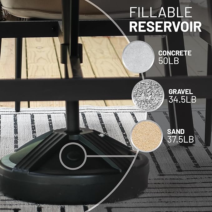 US Weight Durable 50 Pound Fillable Umbrella Base Designed to be Used with a Patio Table