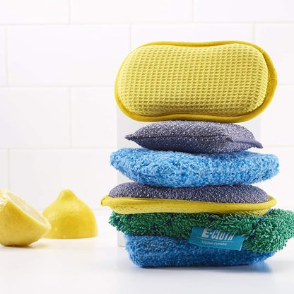 E-Cloth Washing Up Pad, Premium Microfiber Non-Scratch Kitchen Dish Scrubber Sponge, Ideal for Dish, Sink and Countertop Cleaning, 100 Wash Guarantee, Yellow, 1 Pack