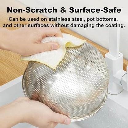 JOYMOOP Bubble Mesh Microfiber Cleaning Cloth, Reusable Non-Scratch Cleaning Rags, Dual-Sided Dish Cloths, Multipurpose Dish Rags for Dishwashing, Kitchen, Stainless Steel-6 Packs, Yellow