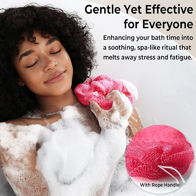 African Net Sponge Authentic - 2 Pieces Exfoliating Body Scrubber Bath Sponge - Back Scrubber Washcloth for Shower - Real African Scrub Exfoliator Body Care Bathing Accessories for Women