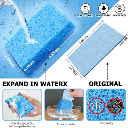 12 Counts Multipurpose Kitchen Sponges Pack Compostable Biodegradable Compressed Cellulose Sponges 18X Super Absorbent POP UP Eco Sponge for Household Use