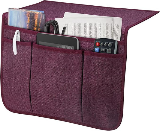 Bedside Caddy Bedside Storage Organizer Magazine Phone Tablet iPad Remote Holder, Organizer Caddy for Home College Dorm Bed, Sofa, Bunk Bed (Purple)
