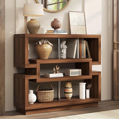40'' Console Table for Entryway, 4-Tier Narrow Entryway Table with Storage, Farmhouse Sofa Tables Behind Couch with Sturdy Base, Accent Tables for Entrance, Living Room, Hallway, Foyer, Walnut Brown