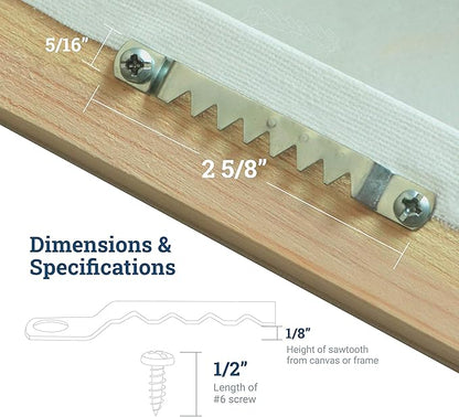 PHS Large Sawtooth Picture Hangers for Frames - 100 Pack Frame Hanging Hardware with Screws - Supports up to 10 lbs - Canvas Hangers for Walls - Picture Frame Hanger for Hanging Artwork